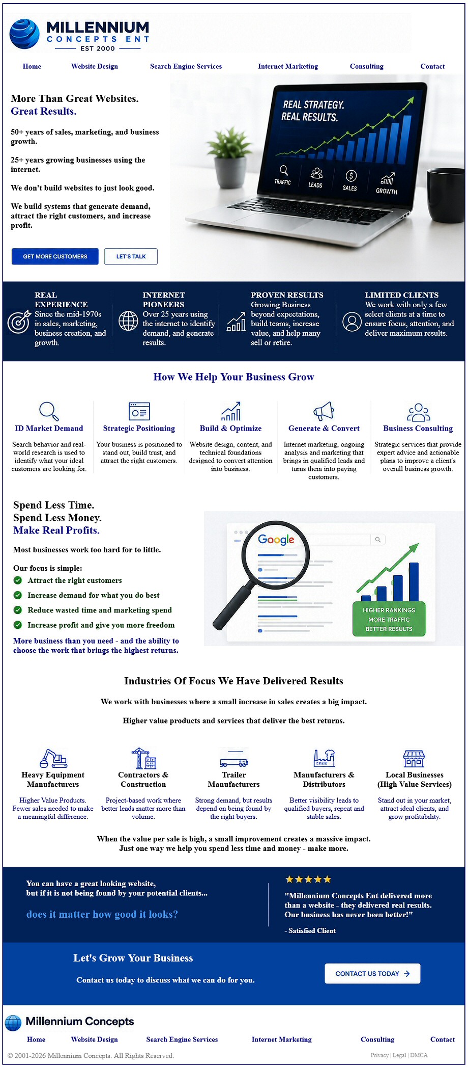 Great Websites Great Results - Website Design - Search Engine Services - Internet Marketing - Consulting - Millennium Concepts Ent PA